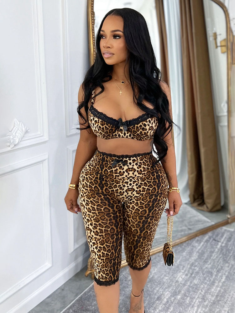Doyerl Leopard Print Sexy Club - Lace Bralette Set 评论和价格