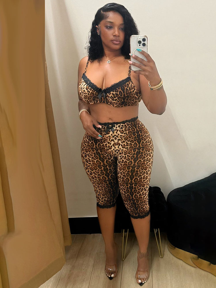 Doyerl Leopard Print Sexy Club - Lace Bralette Set 评论和价格